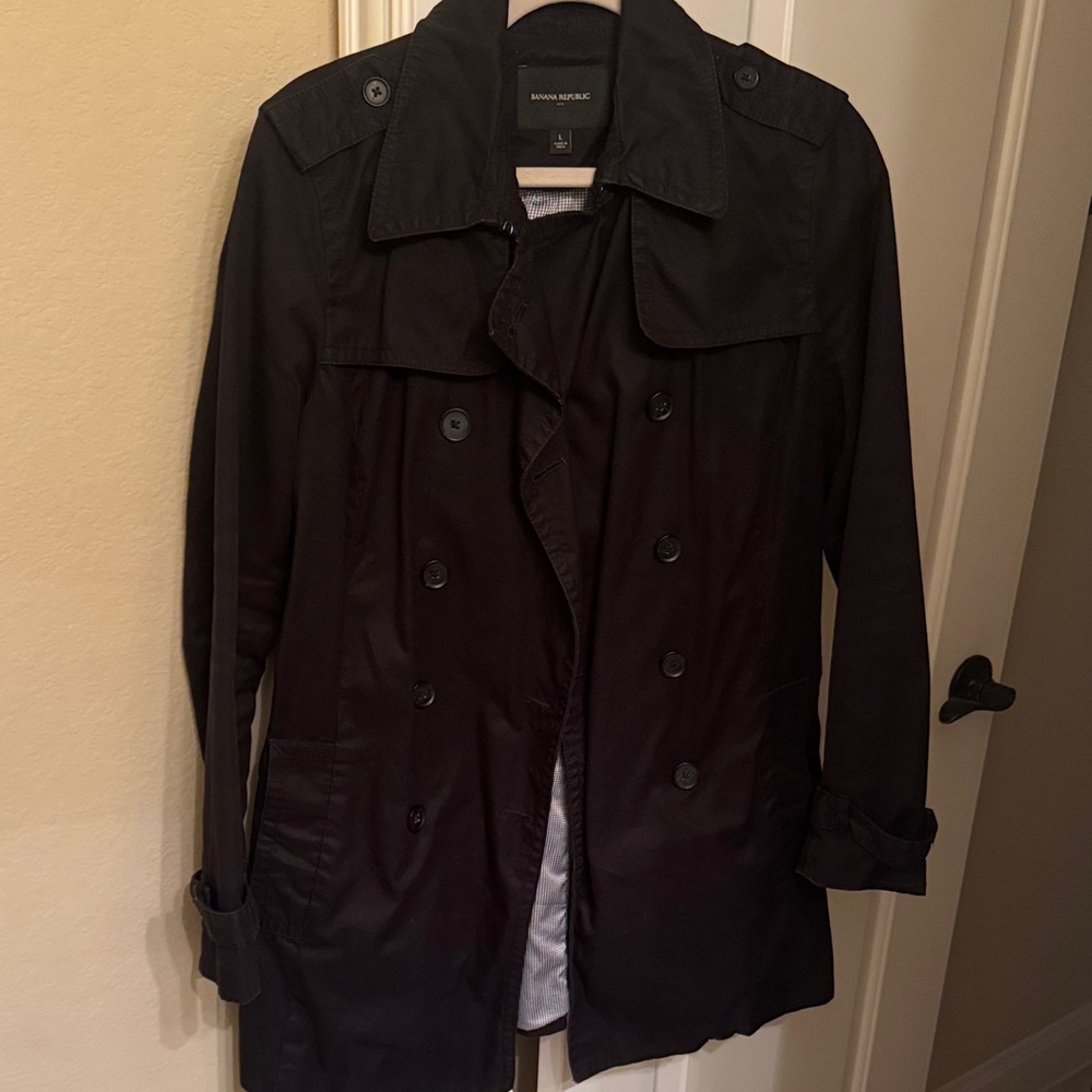 Banana Republic Dark Charcoal Double-Breasted Coat